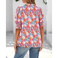 thumbnail image 5 of FreshPretty Summer Blouses for Women Dressy Casual Fashion Spring Tops Floral Boho V Neck Puff Short Sleeve Top Shirts, 5 of 8