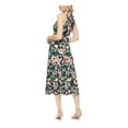 thumbnail image 2 of TOMMY HILFIGER Womens Navy Twist Front Floral Sleeveless V Neck Midi Party Fit + Flare Dress 4, 2 of 5