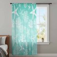 thumbnail image 3 of Teal Ombre Coastal Sheer Curtains 72 Inches Long, Nautical Beach Starfish Coral Summer Light Filering Curtains, Breathable Simi Curtain Privacy Drapes for Living Room Bedroom Window Treatment, 3 of 9