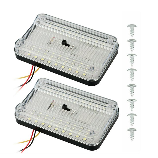 (2 unid/set) Coche general luz de la habitación, cabina 36LED interior luz del techo luz lectura con interruptor tronco 12V 2 unids