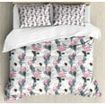 thumbnail image 1 of Floral Duvet Cover Set King Size, Feminine Bouquet of Protea Blossoms and Conifer Cones Colorful Nature Illustration, Decorative 3 Piece Bedding Set with 2 Pillow Shams, Multicolor, by Ambesonne, 1 of 3