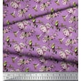 thumbnail image 2 of Soimoi Poly Georgette Fabric Hummingbird,Leaves & Rose Floral Print Fabric by the Yard 52 Inch Wide, 2 of 3