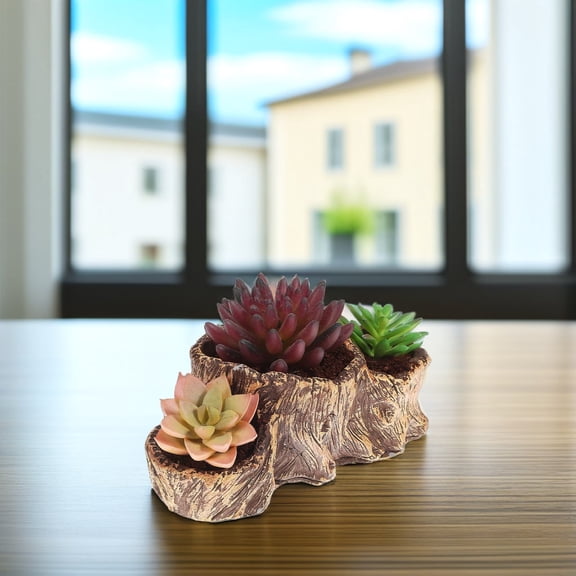 TAILTOSS 2Pcs Decorative Concrete Succulent Pots with Tree Root Design Ideal for Garden Use