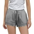 thumbnail image 2 of Kids Solid Color Shorts Girls Cotton Linen Shorts, Summer Cute Lace Patchwork Comfy Elastic High Waist Yoga Dance Shorts for Beach Vacation Casual Gray 7Y, 2 of 9