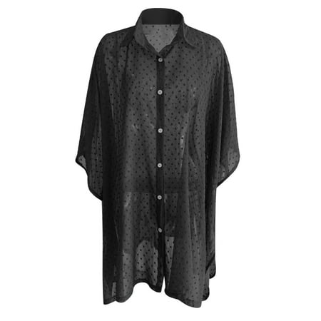 MSJUHEG Pareo for Women Mesh Bathing Suit Cover Up Tropical Kimono for Women Kimonos for Women Pool Cover Ups for Women Solid Color Sexy Backless Beach Bikini Swimsuit Cover Up Black S