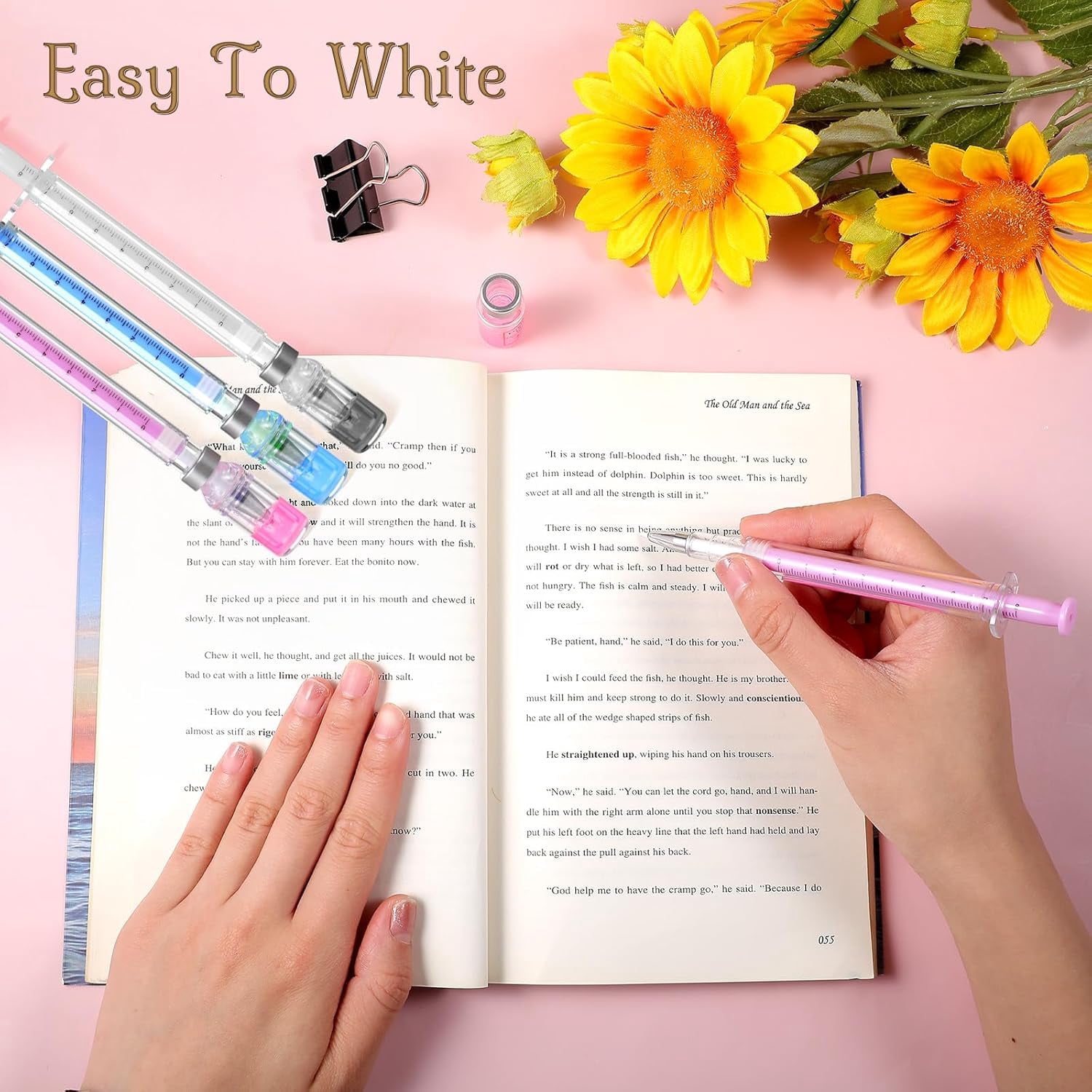 24 PCS Syringe Pen Bulk, 0.5mm Black Ink Needle Pens for Writing - 6.18in Syringe Pens for Nurses, Medical Theme Gel Pen, Office Party Favors(White, Blue, Pink)