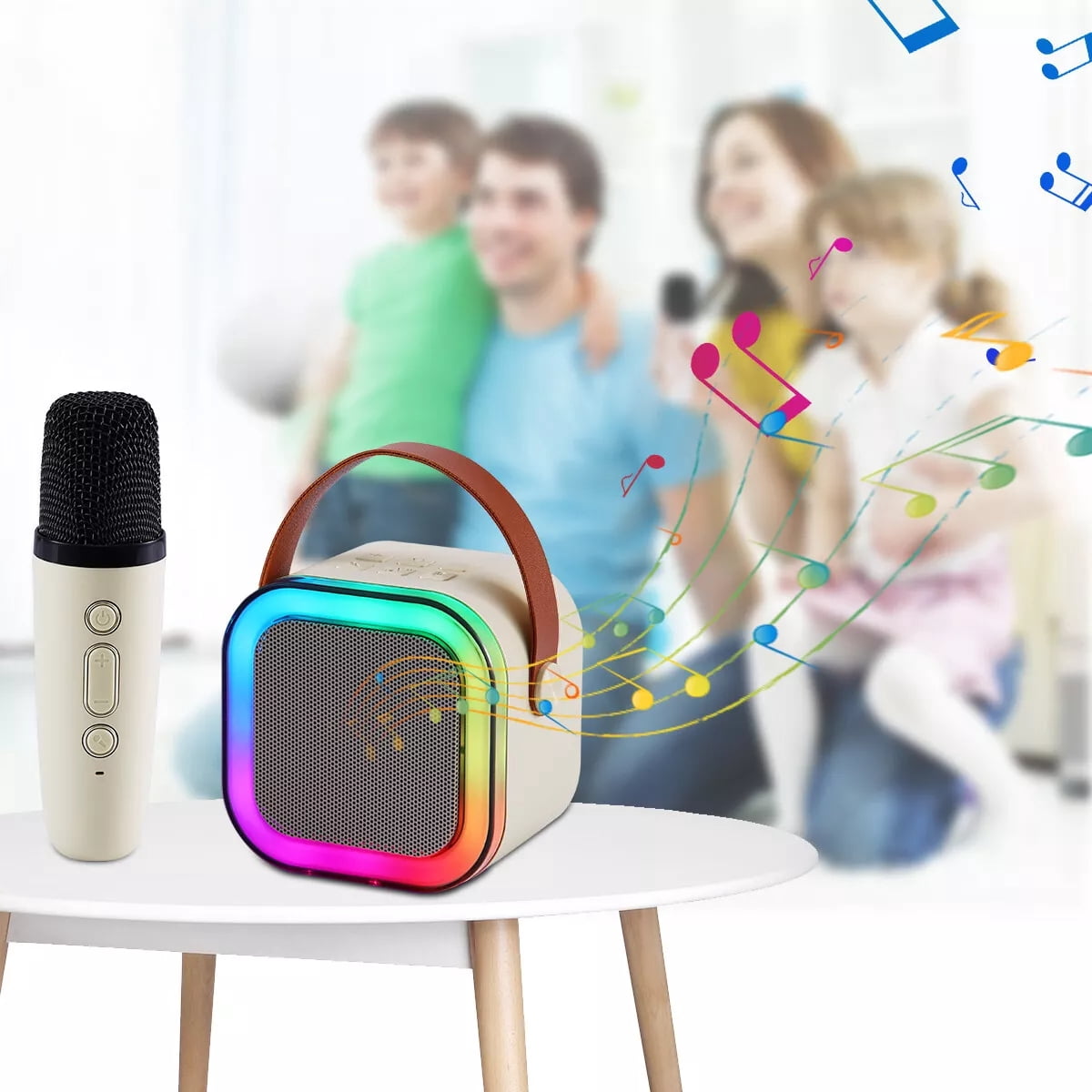Kids Mini Karaoke Machine Portable Bluetooth Speaker + Dual Wireless Microphone