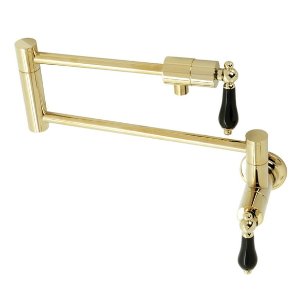 Kingston Brass KS4102PKL Duchess Two-Handle 1-Hole Wall Mount Pot Filler Faucet in Polished Brass