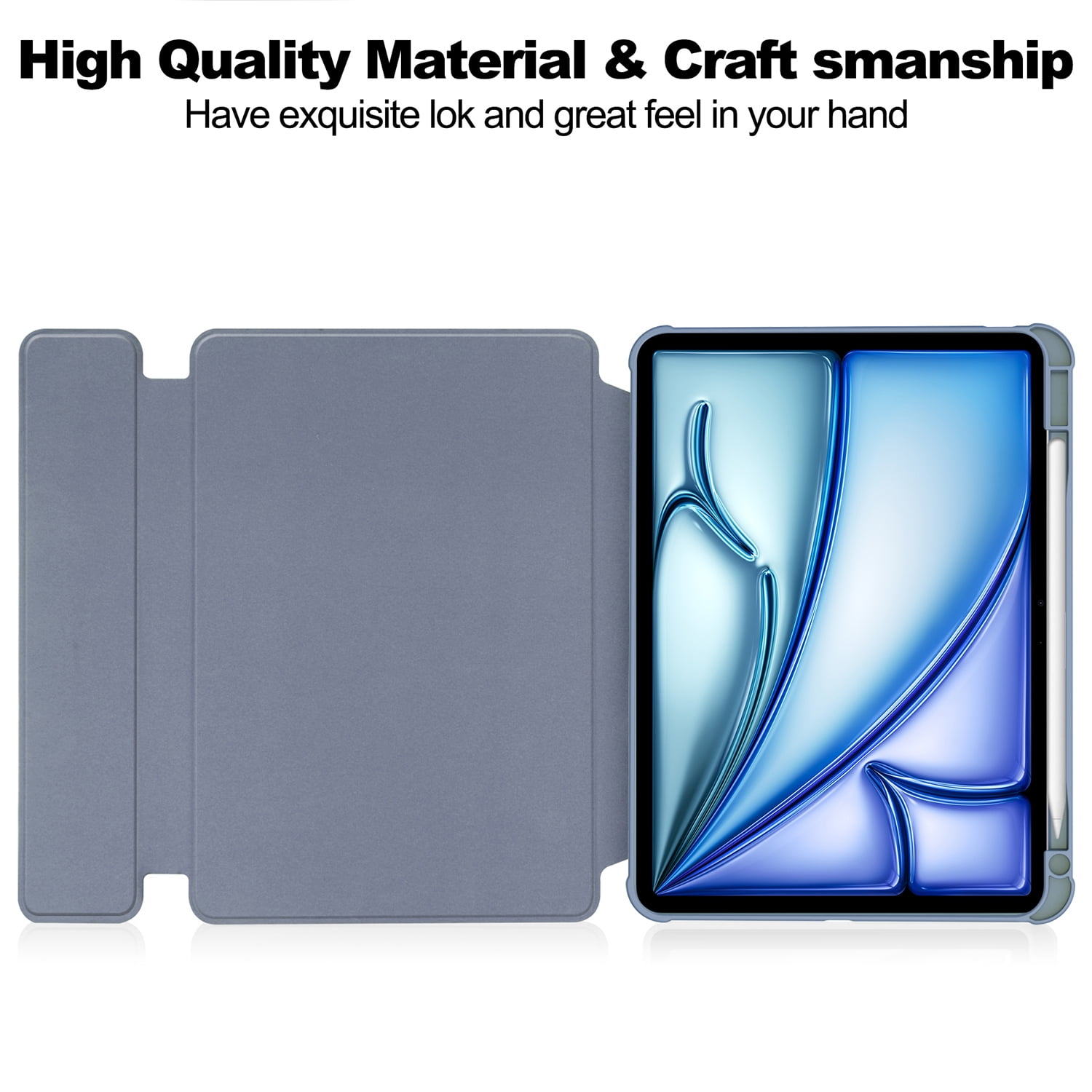 Allytechgroup iPad Pro 11 M4 2024 Case with Pencil Holder, Premium PU Leather Multi Angle Viewing Stand Anti-Scratch Auto Sleep Wake Tablet Case for Apple iPad Pro 11 Inch 2024, Purple
