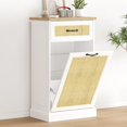 thumbnail image 2 of Tilt Out Wooden Free Standing Laundry Sorter, Rattan Hidden Trash Can Cabinet, Recycling Bin Kitchen Cabinet, 2 of 7