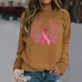 thumbnail image 2 of DDAPJ pyju Breast Cancer Awareness T-Shirts for Women Pink Ribbon Printed Long Sleeve Crewneck Sweatshirts Comfy Loose Crew Neck Faith Hope Tops Khaki L, 2 of 6