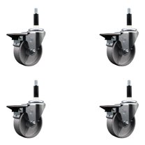 4 Inch Semi Steel Swivel 7/8 Inch Expanding Stem Caster Set with Brake SCC