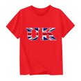 thumbnail image 2 of Chemisier à Manches Courtes à Col Rond Imprimé Drapeau Britannique pour Enfants, Tissu en Polyester, Tenue Décontractée pour l'École, Coupe Douce et Confortable, Haut Estival et Printanier Respirant, Lavable à la Machine, 2 of 5