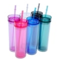 thumbnail image 6 of 16 Oz Tumbler with Lid & Straw - Double Clear Plastic Cup, Leak-Proof for Car/Travel/Summer Sports, 6 of 7