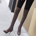 thumbnail image 6 of Boots for Women Clearance Deals! Verugu Fall Thigh High Heel Boots Over-the-Knee Boots Women Shoes Autumn Winter Pointed Thin High-heeled Women's Boots Gold 37, 6 of 6