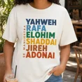 thumbnail image 2 of Christian Faith Names Of God Yahweh Colorful Letter Print Crew Neck Casual Short Sleeve Graphic Tee, 2 of 7