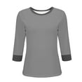 thumbnail image 5 of ZJXFGS Tops for Women Trendy Streetwear Shirts 3/4 Sleeve Tops for Women Fall Tees Womens Tops Concert Tops Womens Fall Shirts Boat Neck Tops for Women Gray XL, 5 of 6