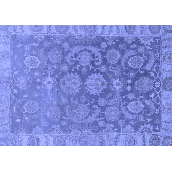 Ahgly Company Machine Washable Indoor Rectangle Abstract Blue Modern Area Rugs, 6' x 9'
