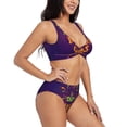 thumbnail image 2 of Wukai Mardi Gras2 Women's Bikini Set Two Piece,wimsuit High Waisted V Neck Twist Front Adjustable Spaghetti Straps Bathing Suit-Small, 2 of 7