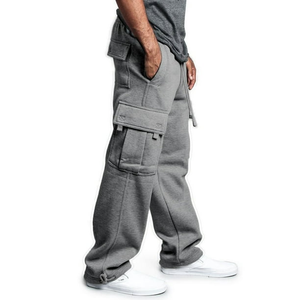 LisenraIn - Lisenrain Men´S Straight Leg Jogger Heavy Weight Fleece Cargo Pocket Pants - Walmart