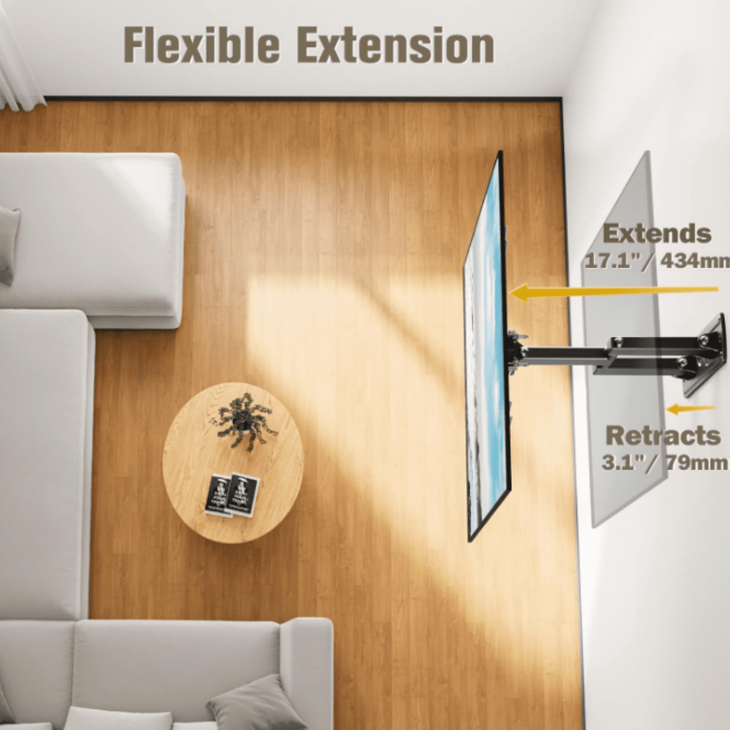 TV Wall Mount Swivel and Tilt for Most 26-55 Inch TV, TV Mount Perfect Center Design, Full Motion TV Mount Bracket with Articulation, up to VESA 400x400mm, 60 lbs, MD2377