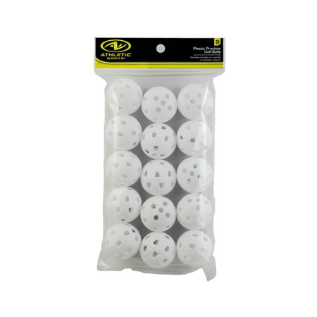 Athletic Works Durable Plastic Practice Golf Balls, 15 Pack, White