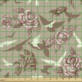 thumbnail image 2 of Floral Fabric by the Yard, Victorian Style Vintage Roses and Flower Buds Flying Monochrome Birds Silhouette, Upholstery Fabric for Dining Chairs Home Decor Accents, Multicolor by Ambesonne, 2 of 5