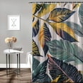 thumbnail image 2 of BCIIG Leaves Pattern Bathroom Shower Curtain Set with Hooks, Colorful Luxurious Graphic Print Polyester Fabric Fashion Decor, Waterproof with HD Print, Easy Installation, Machine Washable 60x72, 2 of 7