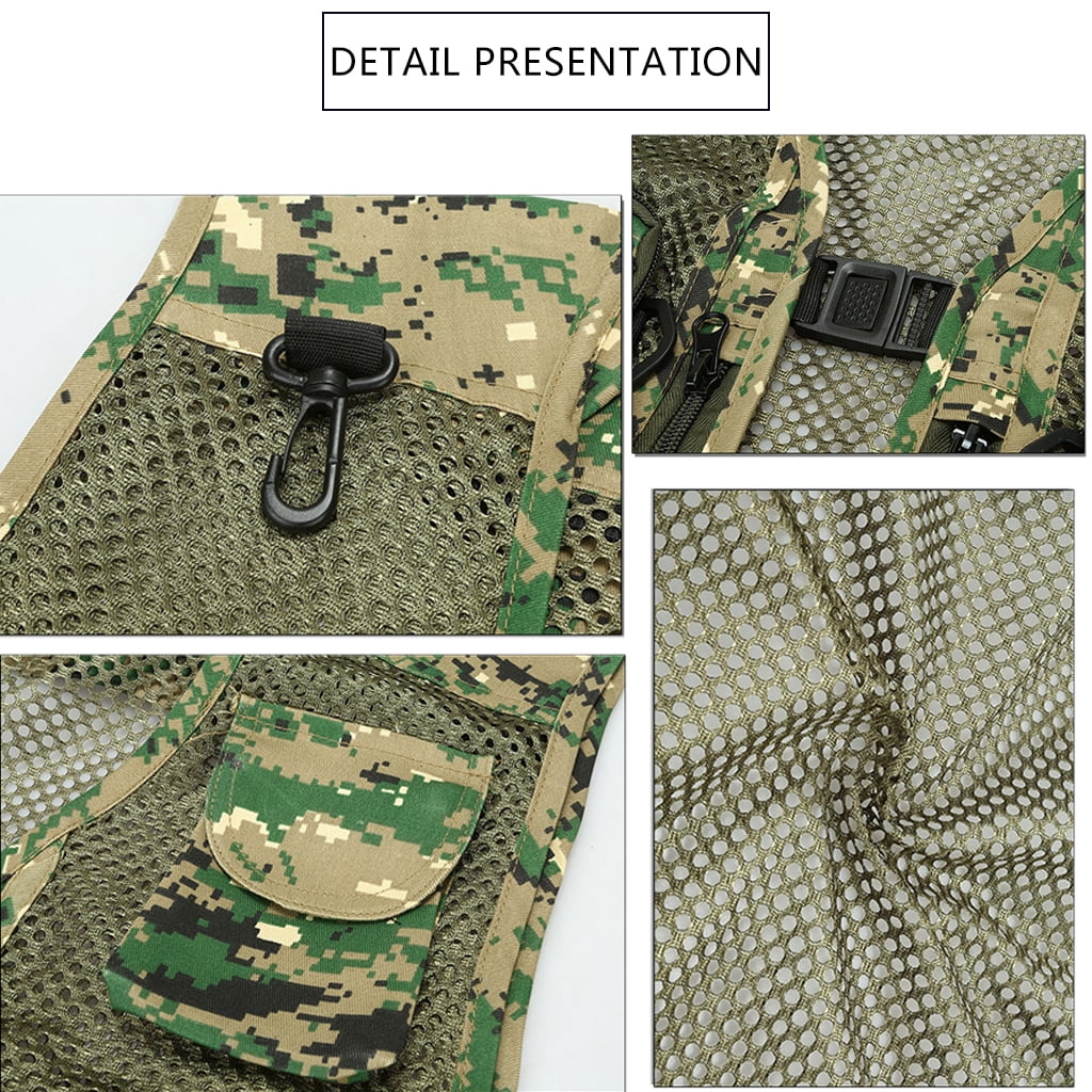 Necvior Multi Pockets Vest Men Summer Mesh Breathable Photography Waistcoat Reporter Director Casual Vest Work Uniform