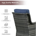 thumbnail image 5 of PARKWELL 4-Piece Outdoor Patio Furniture Set 5-Seat High Back Conversation Set with 41" Fire Pit Table and Swivel Glider for Patio Garden Deck,Gray Wicker Navy Cushions, 5 of 8