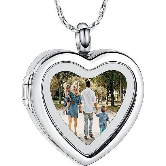 Personalized Custom Engraving Photo & Text Heart Urn Pendant Necklaces for Women Urns for Human Ashes Memorial Locket Keepsake Ashes Jewelry