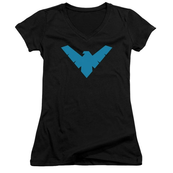 Batman Nightwing Symbol Junior Women's T-Shirt V-Neck Black