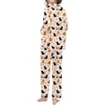 thumbnail image 4 of Halloween Pajamas Women 2 Pcs Silk Satin Soft Sleepwear Outfits Bat Skeleton Printed Button Down Long Sleeve Shirts and Pajama Pants Lounge Sets Womens Sleepwear, 4 of 5
