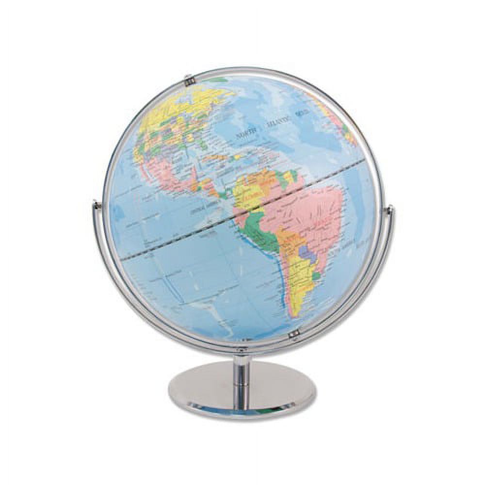 12-Inch Globe with Blue Oceans Silver-Toned Metal Desktop Base,Full-Meridian - image 2 of 3
