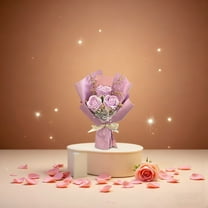 SeekLGT Mini Artificial Rose Bouquets Real Touch Small Hand-Tied Forever Roses with Paper Wrap for Wedding Table Home Decor Valentine Gift