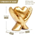 thumbnail image 3 of Home Mantle Decor Accents, Heart Statue Minimalist Heart Decoration Peace Sign Hand Sculpture for Shelf Decor Gold Decor for Living Room, Office, Dining Table Mother's Day Gifts, 3 of 8