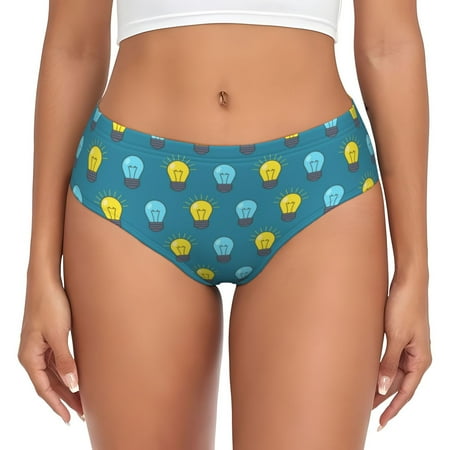 Womens Underwear - Light Bulb blue yellow No Show Seamless Underwear for Women  Kawaii Soft Stretch Women s Panties  Hipster Ladies Panties Bikini Underwear Briefs