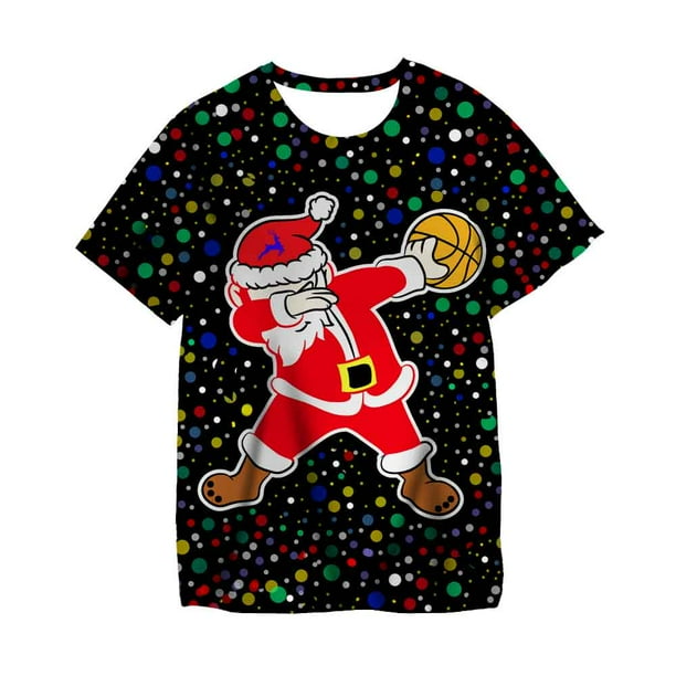 New Year T-shirt Cute Deer Fashion Merry Christmas Girl Print Shirt Girls Funny Holiday Graphic T-shirt5T Gong Bohan LED