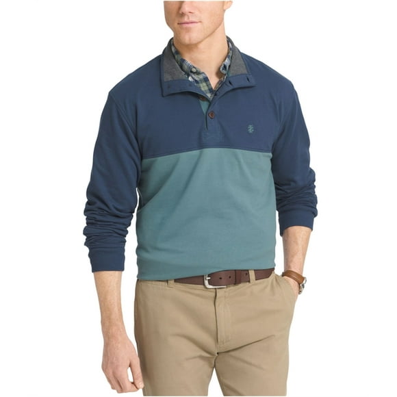 IZOD Mens Colorblocked Henley Shirt, Blue, Small