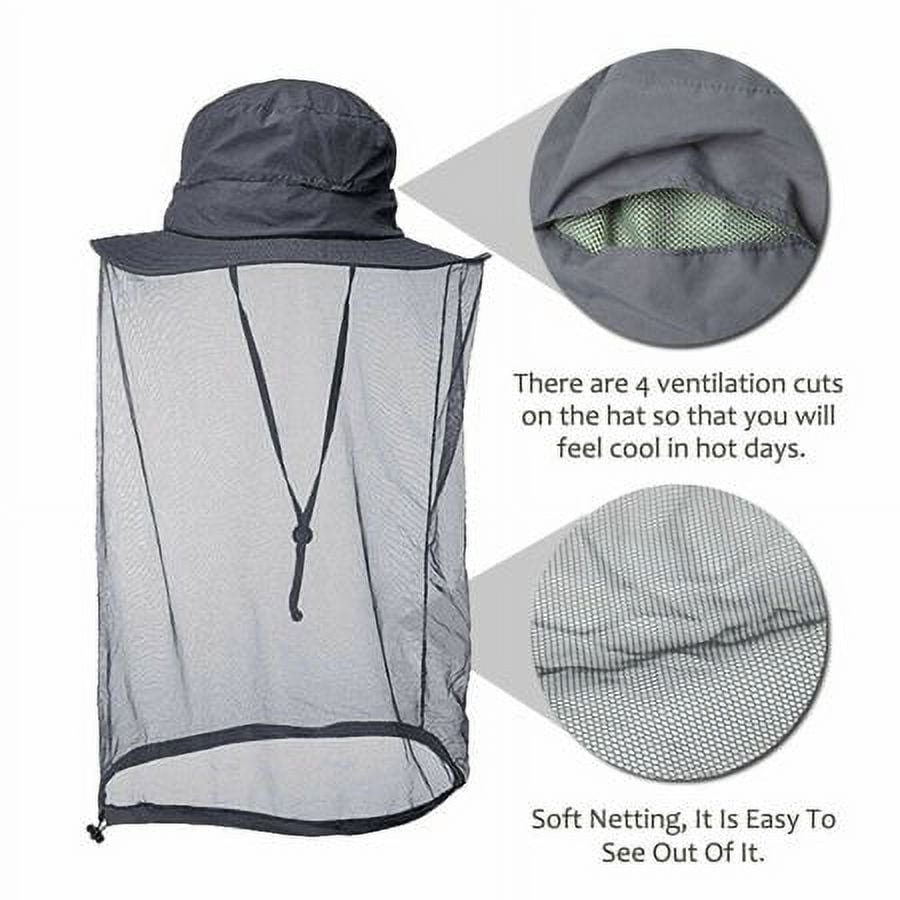 Bug Screen Hat Mosquito Sun Hat With Concealable Mesh Net - Adjustable Outdoor Protection Hat Mosquito Sun Hat With Net