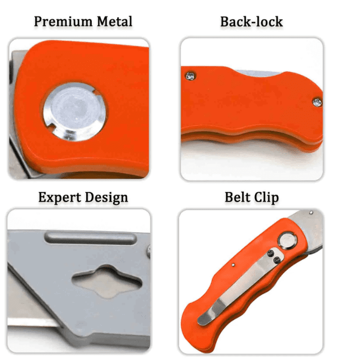 BettleMade 2 Pack Folding Utility Knife,Pocket Box Cutter Knife,Heavy Duty Box Cutter Knife with Clip,Lock Back Design Pocket Knife
