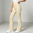 thumbnail image 6 of Women's Soft Comfortable Cargo Pants Elastic Waist Multi Pockets Athletic Activewear Hiking Utility Outdoor Fitness Beige M(M), 6 of 6