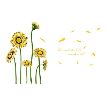 Sunflower Wall Stickers Unique Bargains Household English Sentences Sunflower Pattern Removable Wallpaper Decoration Wall Sticker ()