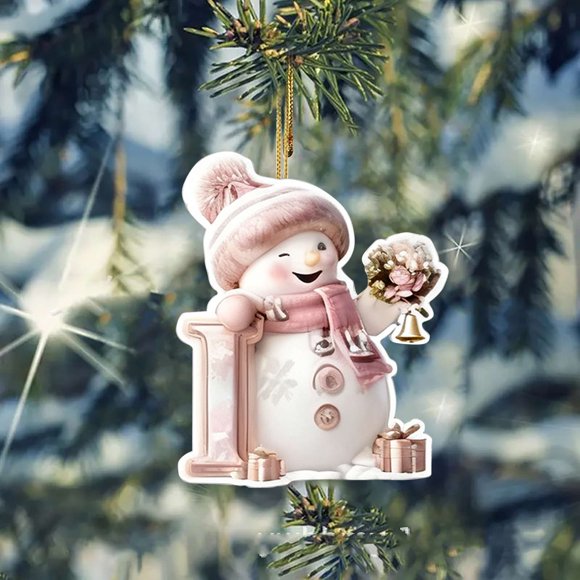 Snowman Letter Christmas Tree Holiday Decoration Pendant 2D Flat Acrylic Decoration