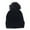 Black, variant on Knit Winter Beanie with Cuff and Synthetic Fur Pom (Women)