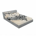 thumbnail image 3 of Ambesonne Fantasy Fitted Sheet & Pillow Sham Set, Hawk Moth Skull Magic, Twin, White Black and Cream, 3 of 3