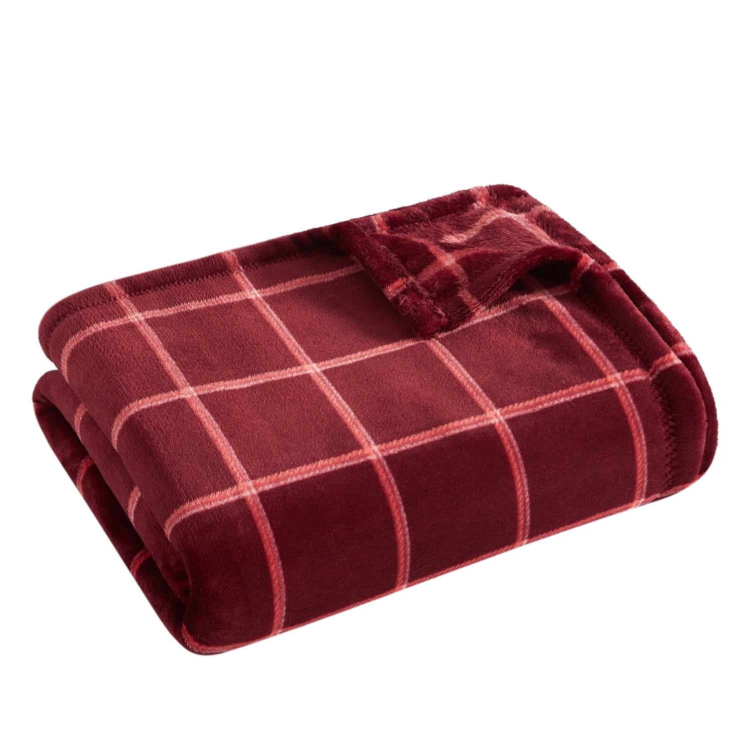 Mainstays Plush Throw Blanket, Red Plaid, 50 in x 60 in