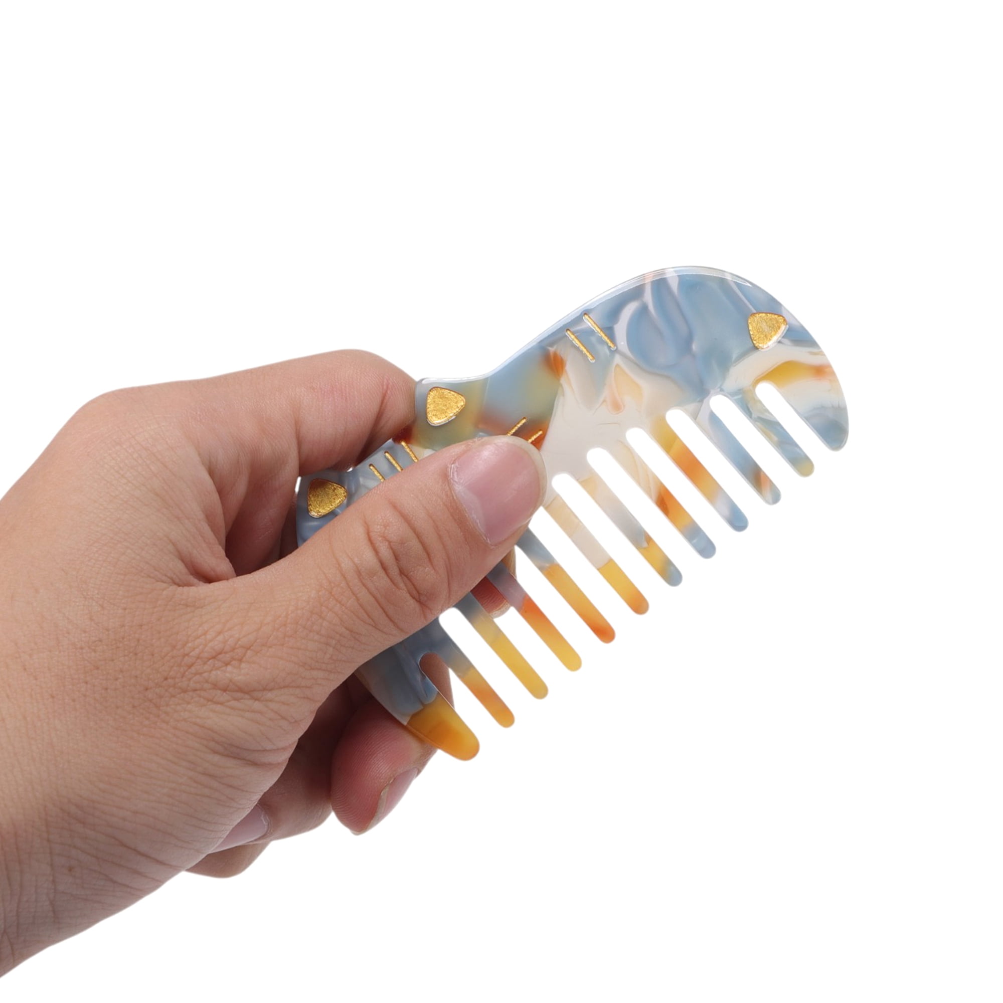 Unique Bargains 1 Pc Women Durable Cute Cat Comb Designed for All Hair Types Blue