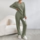 thumbnail image 4 of Conjunto de dos piezas de punto para mujer: jersey y pantalones anchos, color liso, otoño/invierno, poliéster, tallas S-XXL, 4 of 7