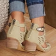 thumbnail image 5 of Anuirheih Women's Chunky Block High Heel Sandals with Open Toe Ankle Strap for Dress Wedding Party(Khaki）, 5 of 7
